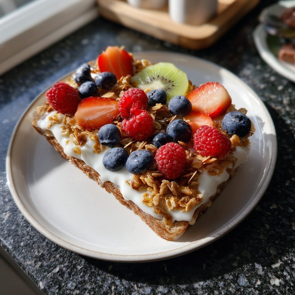 Frühstück mit Joghurt und Obst