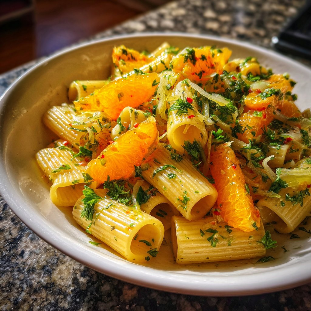 Rigatoni mit Fenchel und Orange