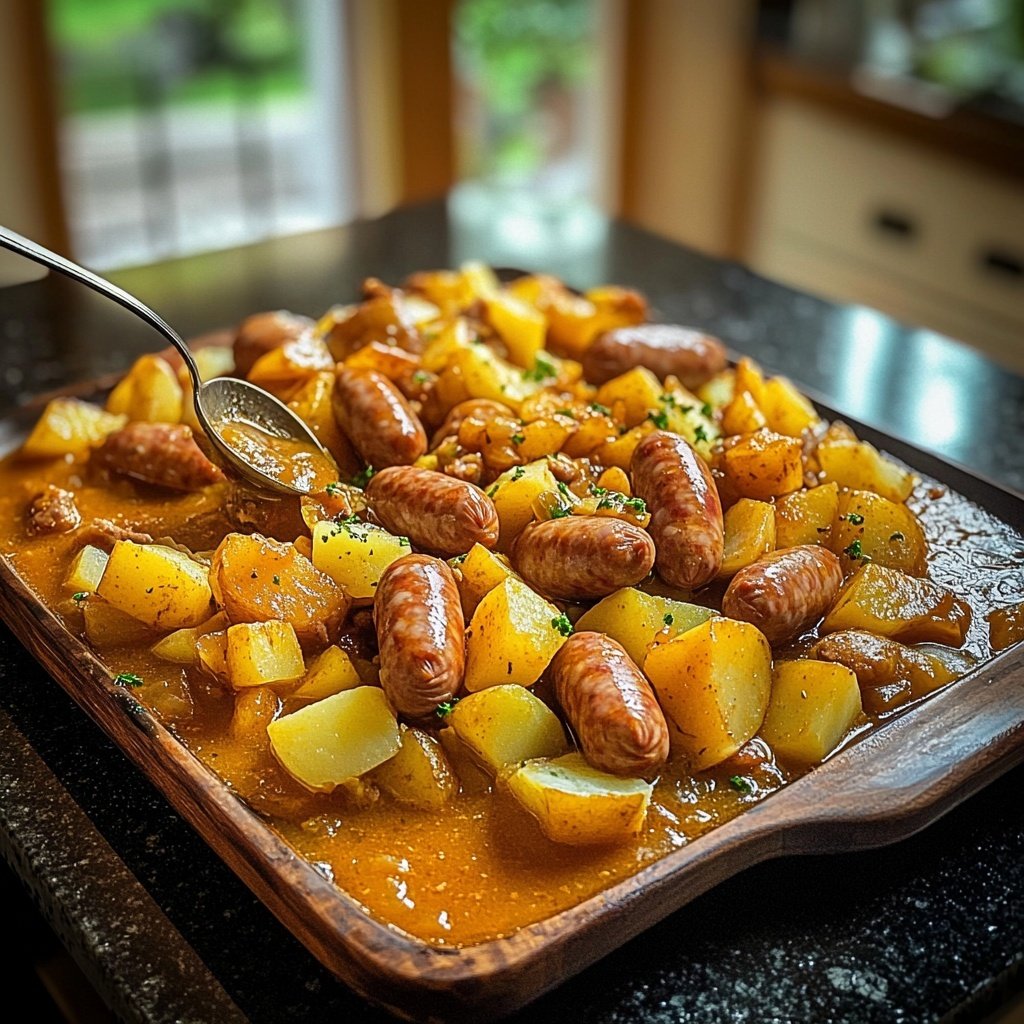 Kartoffelgulasch mit Würstchen