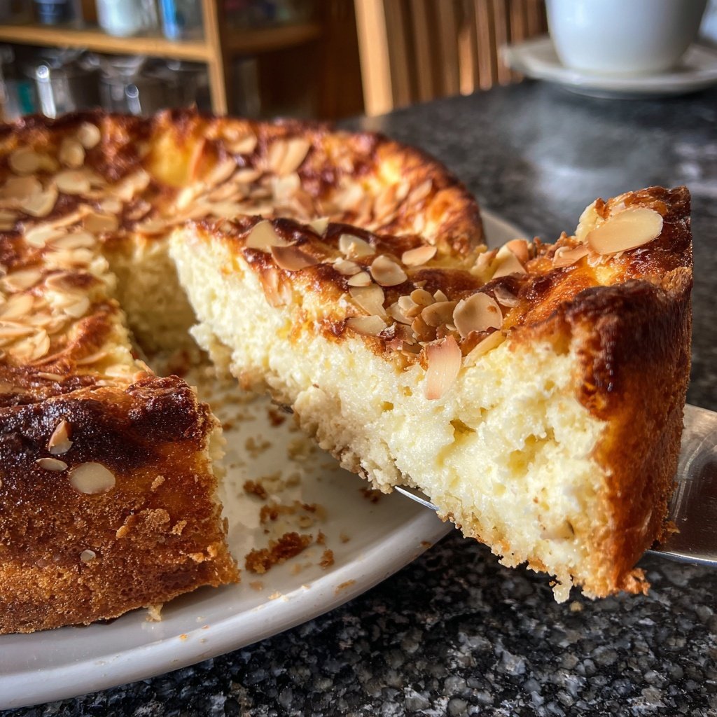 Käsekuchen mit Mandelboden