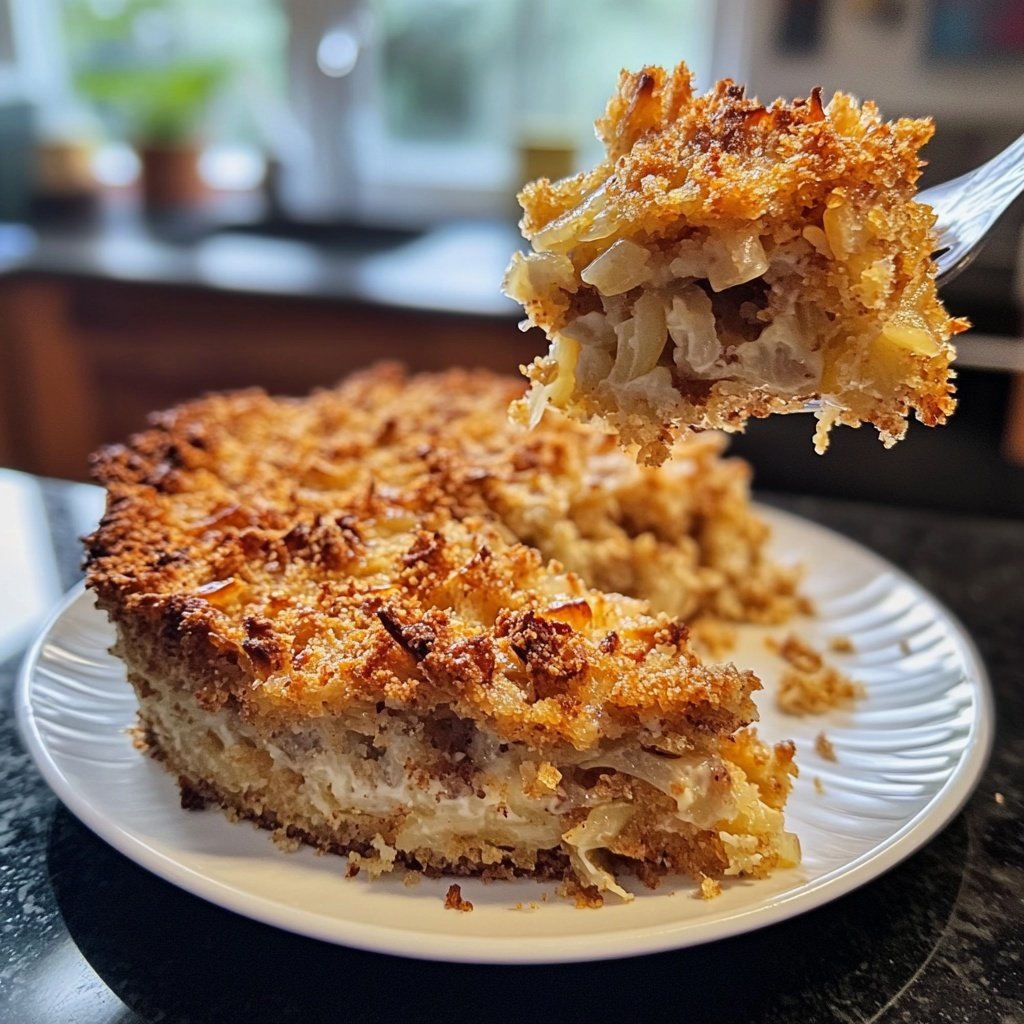 Kartelstampf mit karamellisierten Zwiebeln