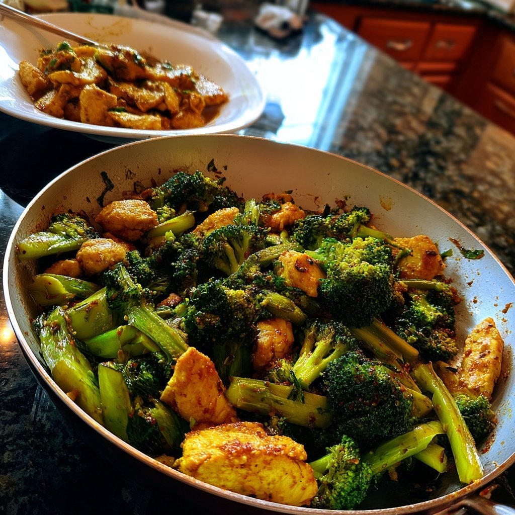 Brokkoli Pfanne Mit Hähnchen